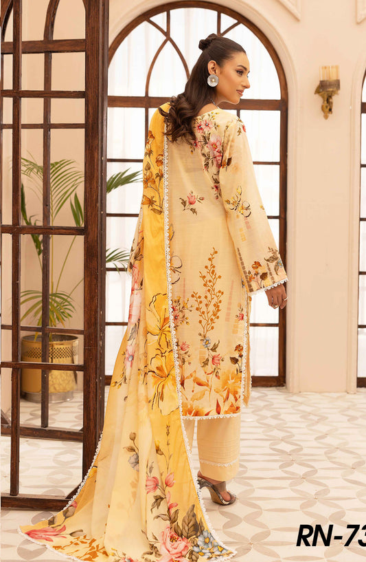 Rang Nagar by Al Karim Embroidered Lawn Unstitched 3 Piece Suit - RN-734 - AK26RNG - Yellow - Summer Collection