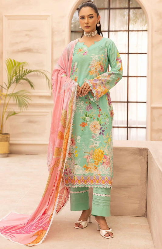 Rang Nagar by Al Karim Embroidered Lawn Unstitched 3 Piece Suit - RN-733 - AK26RNG - Green - Summer Collection