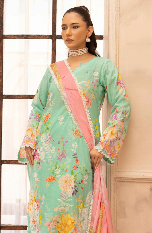 Rang Nagar by Al Karim Embroidered Lawn Unstitched 3 Piece Suit - RN-733 - AK26RNG - Green - Summer Collection