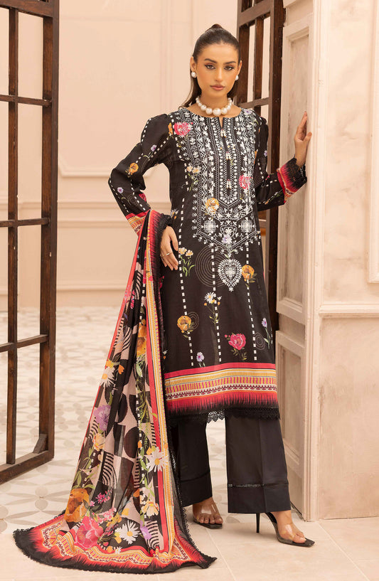 Rang Nagar by Al Karim Embroidered Lawn Unstitched 3 Piece Suit - RN-730 - AK26RNG - Black - Summer Collection