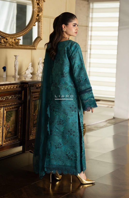 Rang Rasiya Carnation Embroidered Lawn Unstitched 3 Piece Suit - Liaro - RR26CR - Green - Festive Collection