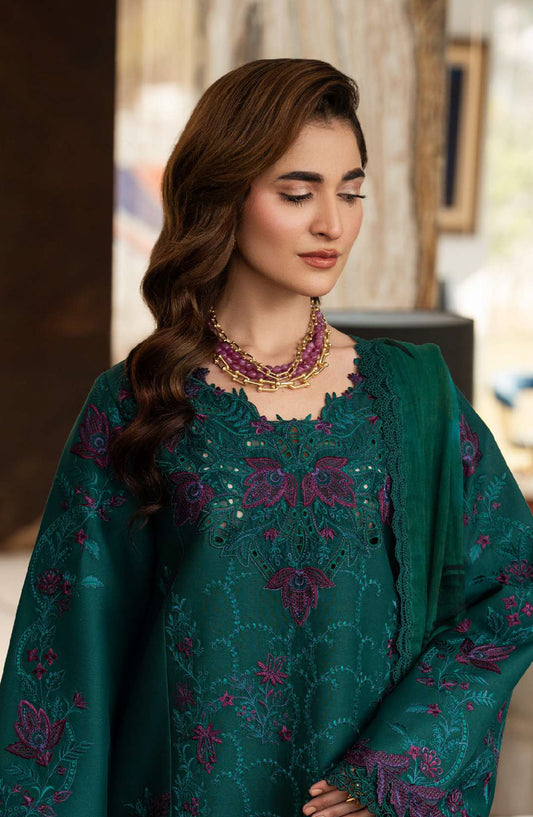 Rang Rasiya Carnation Embroidered Lawn Unstitched 3 Piece Suit - Keya - RR26CR - Teal - Festive Collection