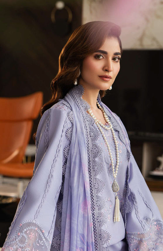 Rang Rasiya Carnation Embroidered Lawn Unstitched 3 Piece Suit - Mila - RR26CR - Purple - Festive Collection