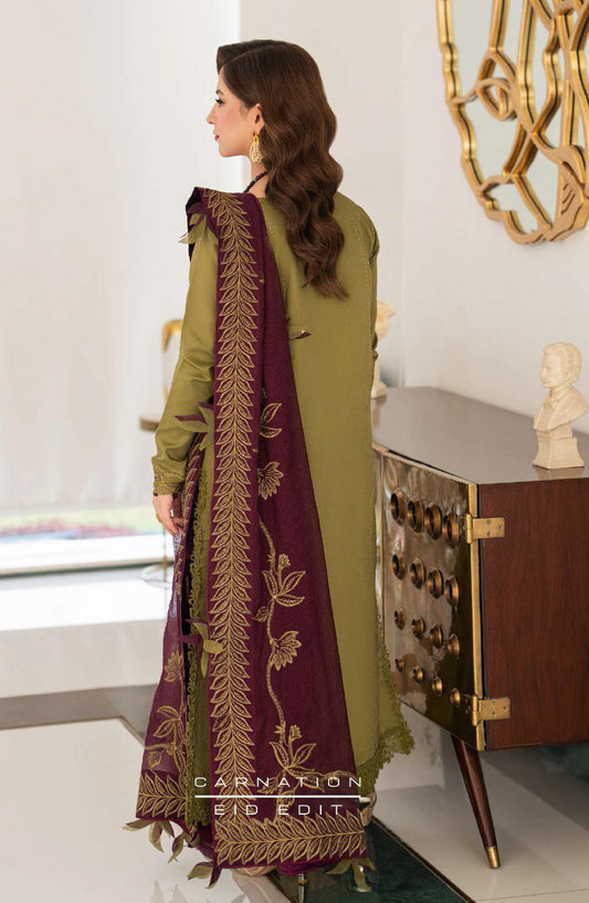 Rang Rasiya Carnation Embroidered Lawn Unstitched 3 Piece Suit - Irha - RR26CR - Green - Festive Collection