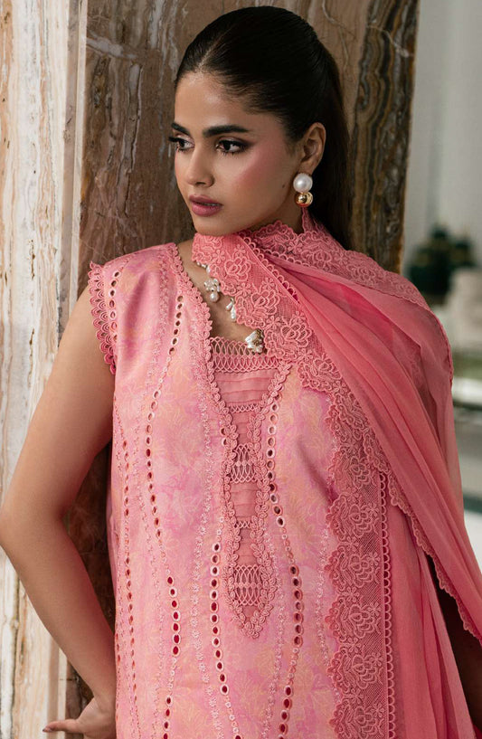 Rang Rasiya Carnation Embroidered Lawn Unstitched 3 Piece Suit - Zoey - RR26CR - Pink - Festive Collection