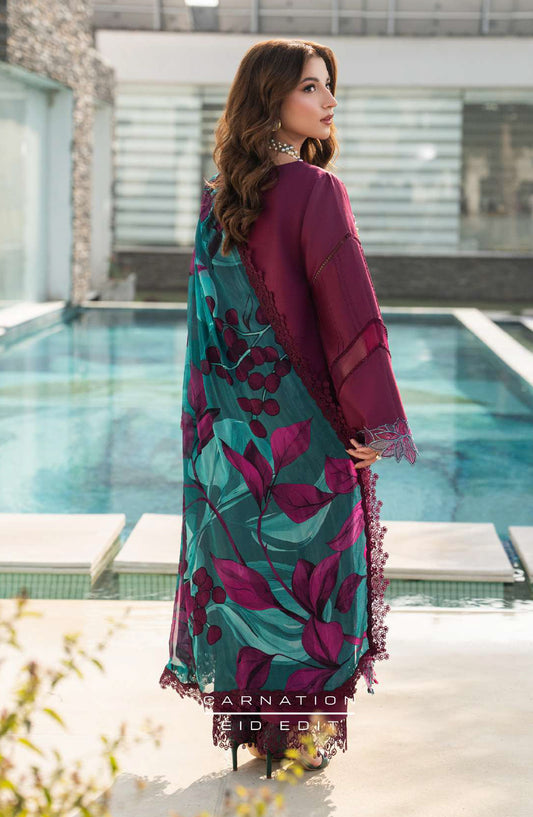 Rang Rasiya Carnation Embroidered Lawn Unstitched 3 Piece Suit - Kaia - RR26CR - Purple - Festive Collection