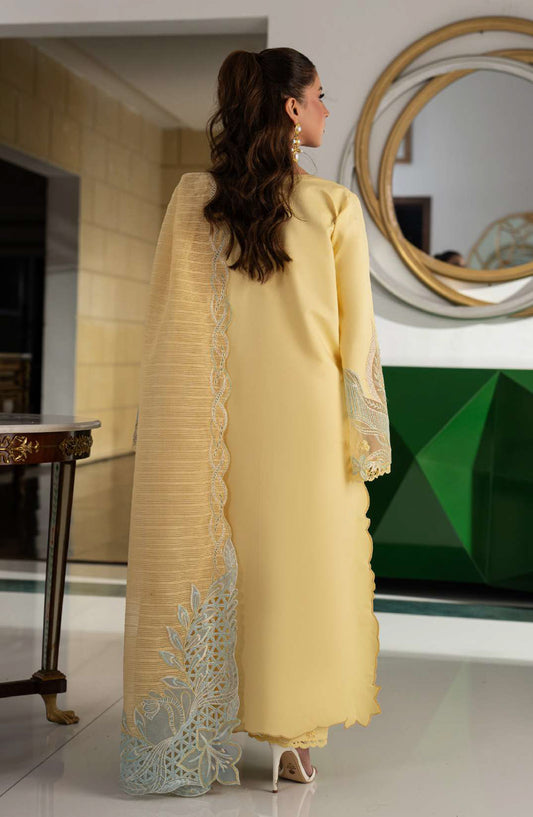 Rang Rasiya Carnation Embroidered Lawn Unstitched 3 Piece Suit - Nadia - RR26CR - Yellow - Festive Collection