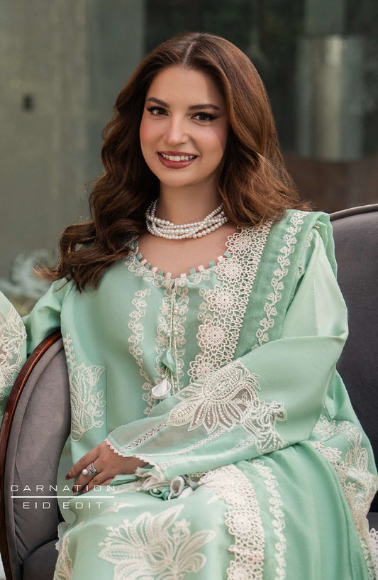 Rang Rasiya Carnation Embroidered Lawn Unstitched 3 Piece Suit - Hiba - RR26CR - Green - Festive Collection