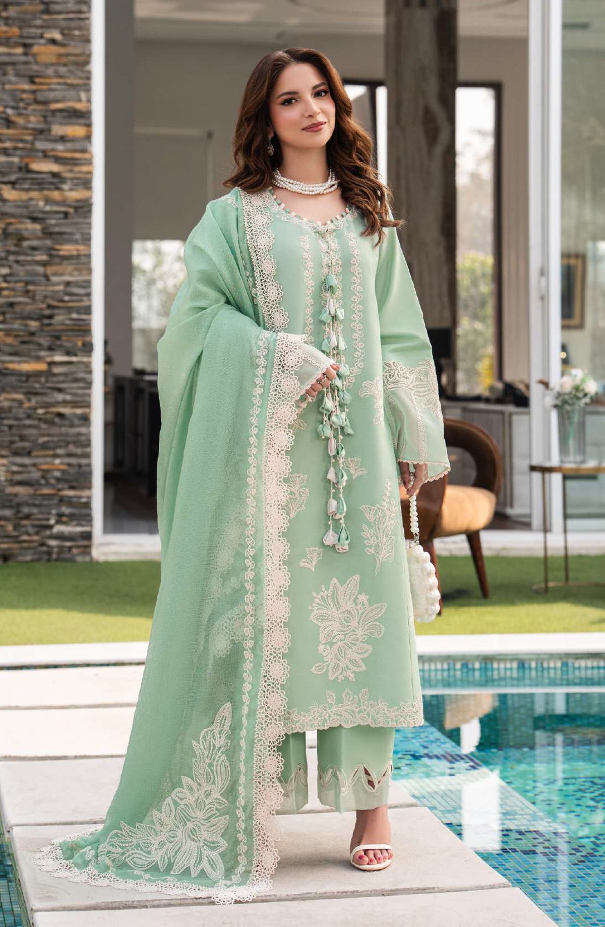 Rang Rasiya Carnation Embroidered Lawn Unstitched 3 Piece Suit - Hiba - RR26CR - Green - Festive Collection