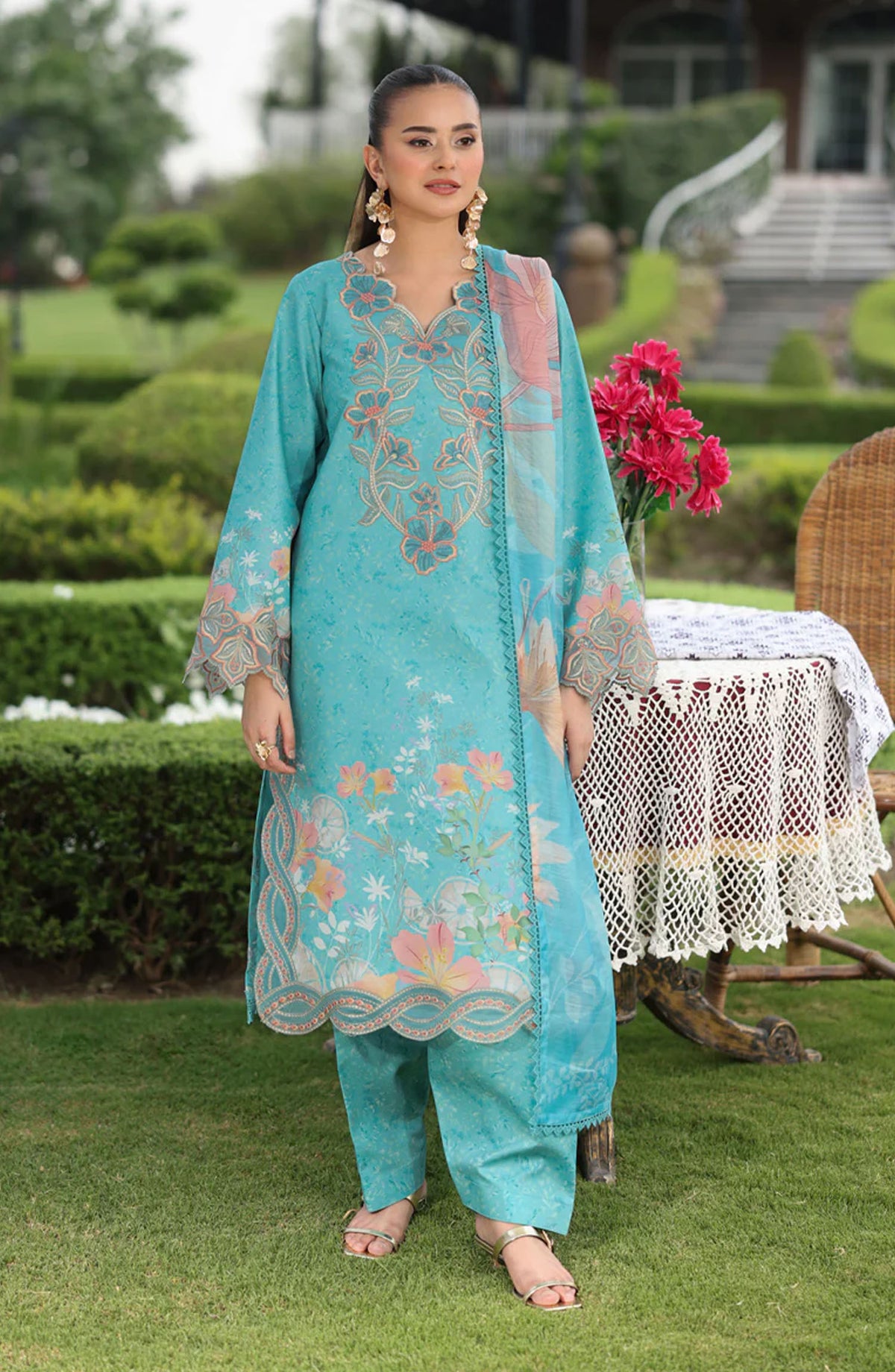 Rang Rasiya Embroidered Lawn Unstitched 3 Piece Suit - WALIYA - RR25LFS - Blue - Summer Collection