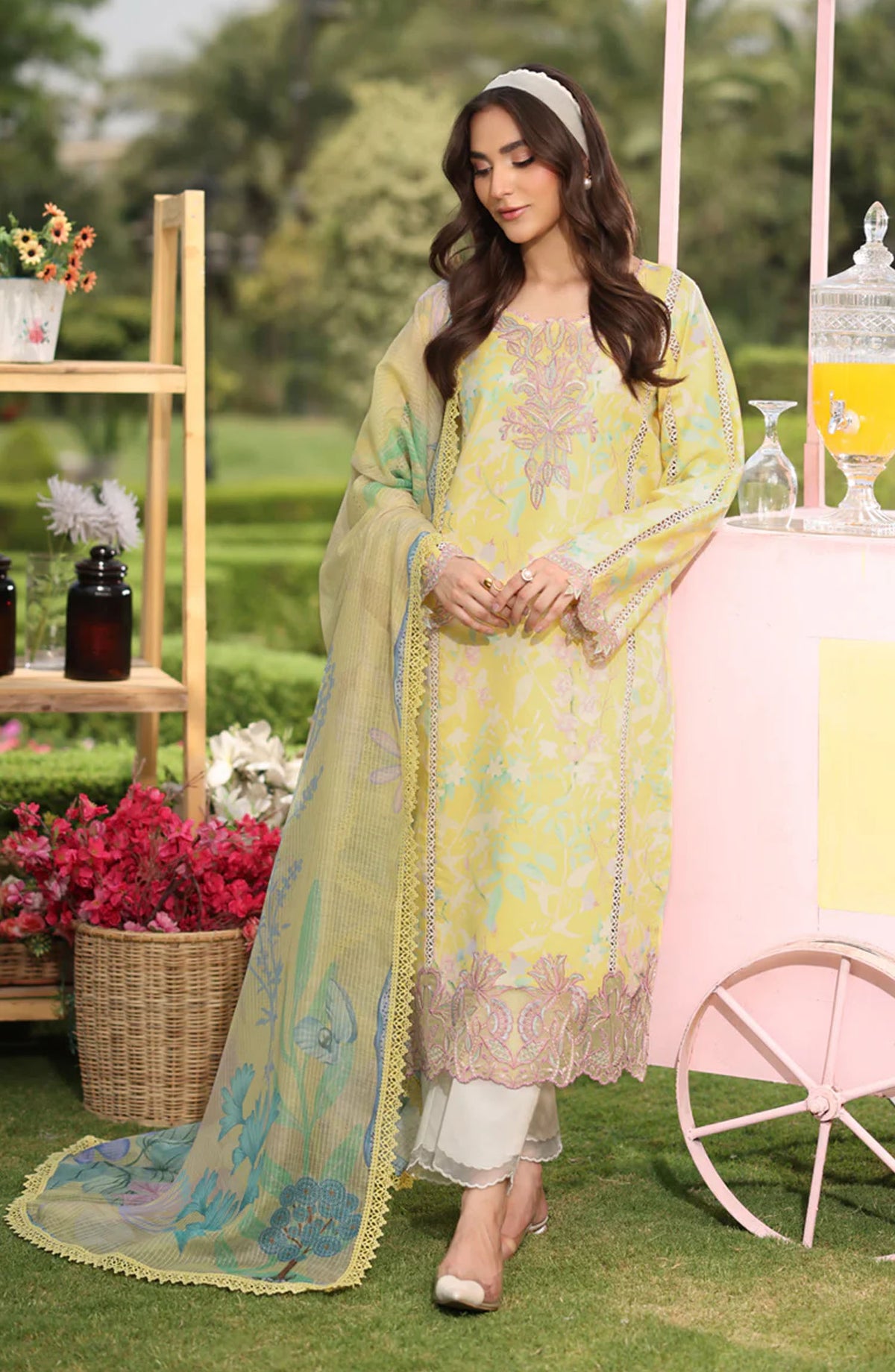 Rang Rasiya Embroidered Lawn Unstitched 3 Piece Suit - REENA - RR25LFS - Yellow - Summer Collection