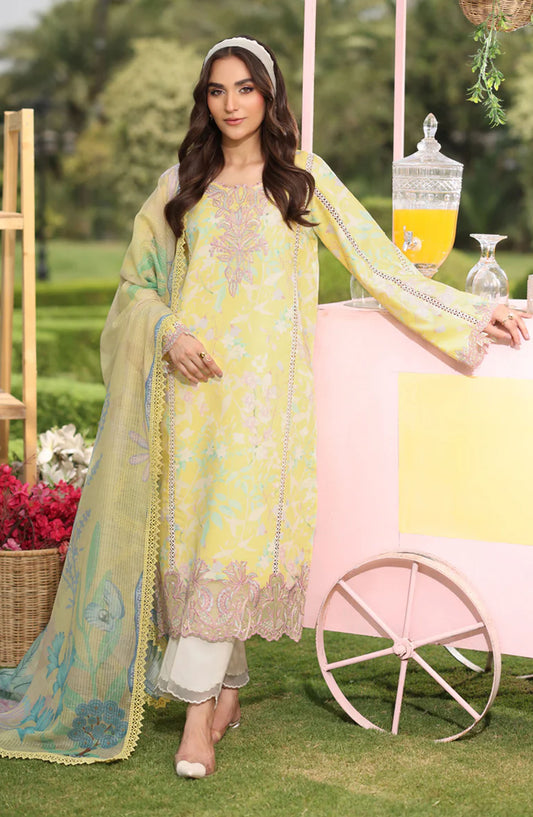 Rang Rasiya Embroidered Lawn Unstitched 3 Piece Suit - REENA - RR25LFS - Yellow - Summer Collection