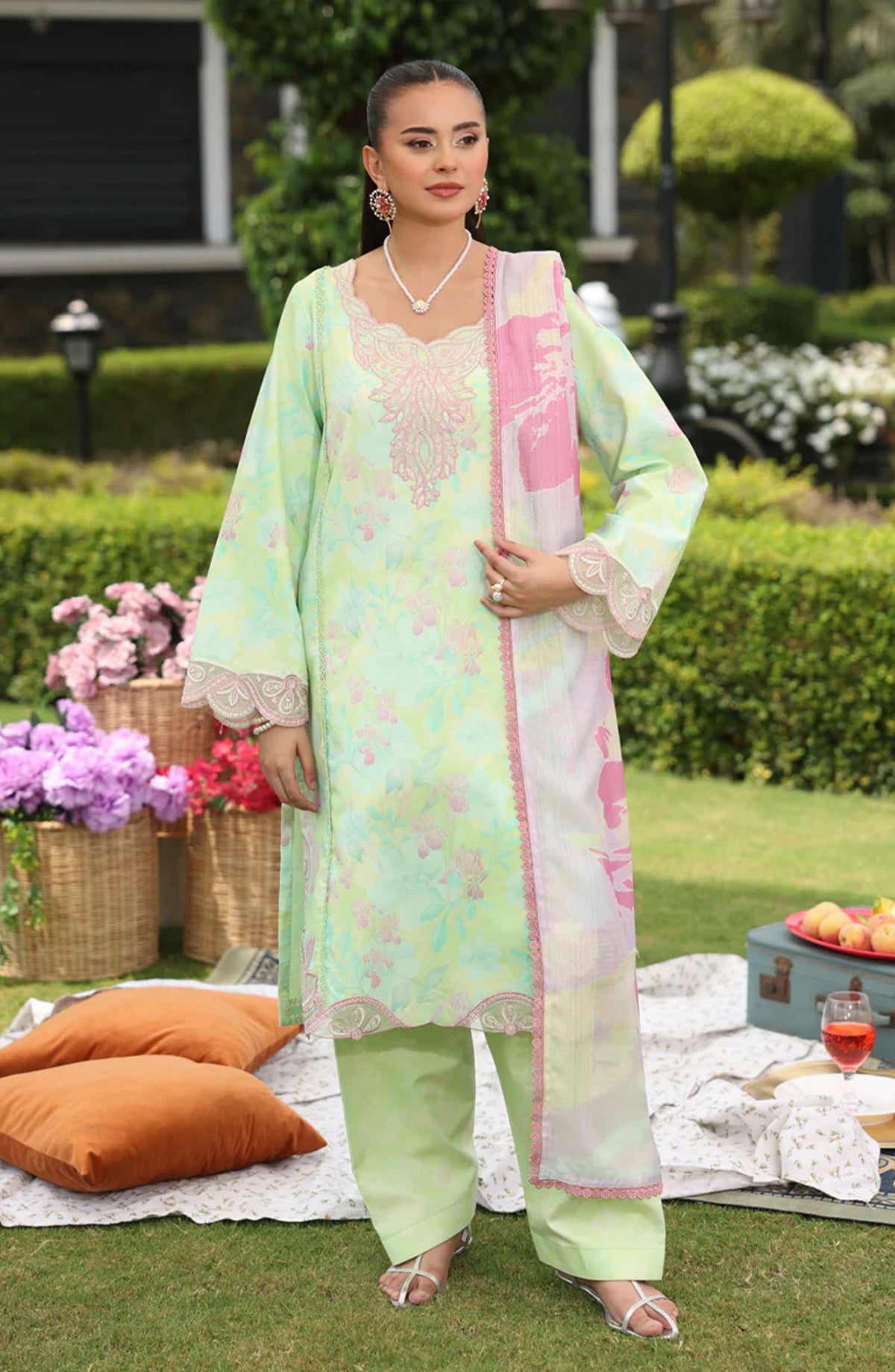 Rang Rasiya Embroidered Lawn Unstitched 3 Piece Suit - ZUBIYA - RR25LFS - Green - Summer Collection