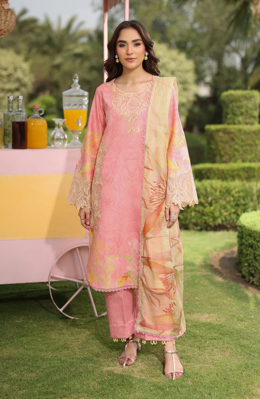Rang Rasiya Embroidered Lawn Unstitched 3 Piece Suit - VANEEZA - RR25LFS - Pink - Summer Collection