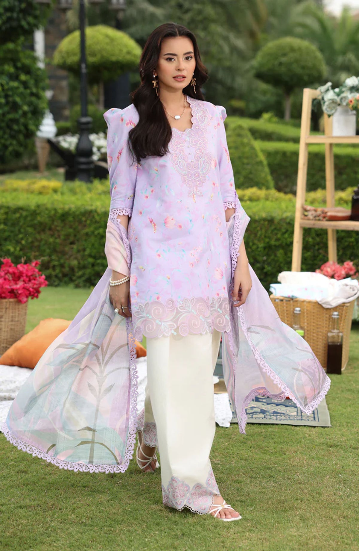 Rang Rasiya Embroidered Lawn Unstitched 3 Piece Suit - SHARLEEZ - RR25LFS - Purple - Summer Collection