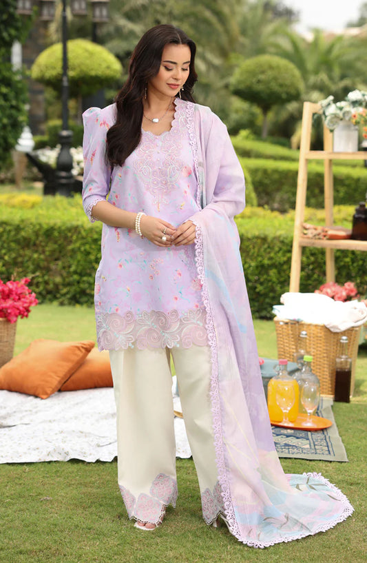 Rang Rasiya Embroidered Lawn Unstitched 3 Piece Suit - SHARLEEZ - RR25LFS - Purple - Summer Collection