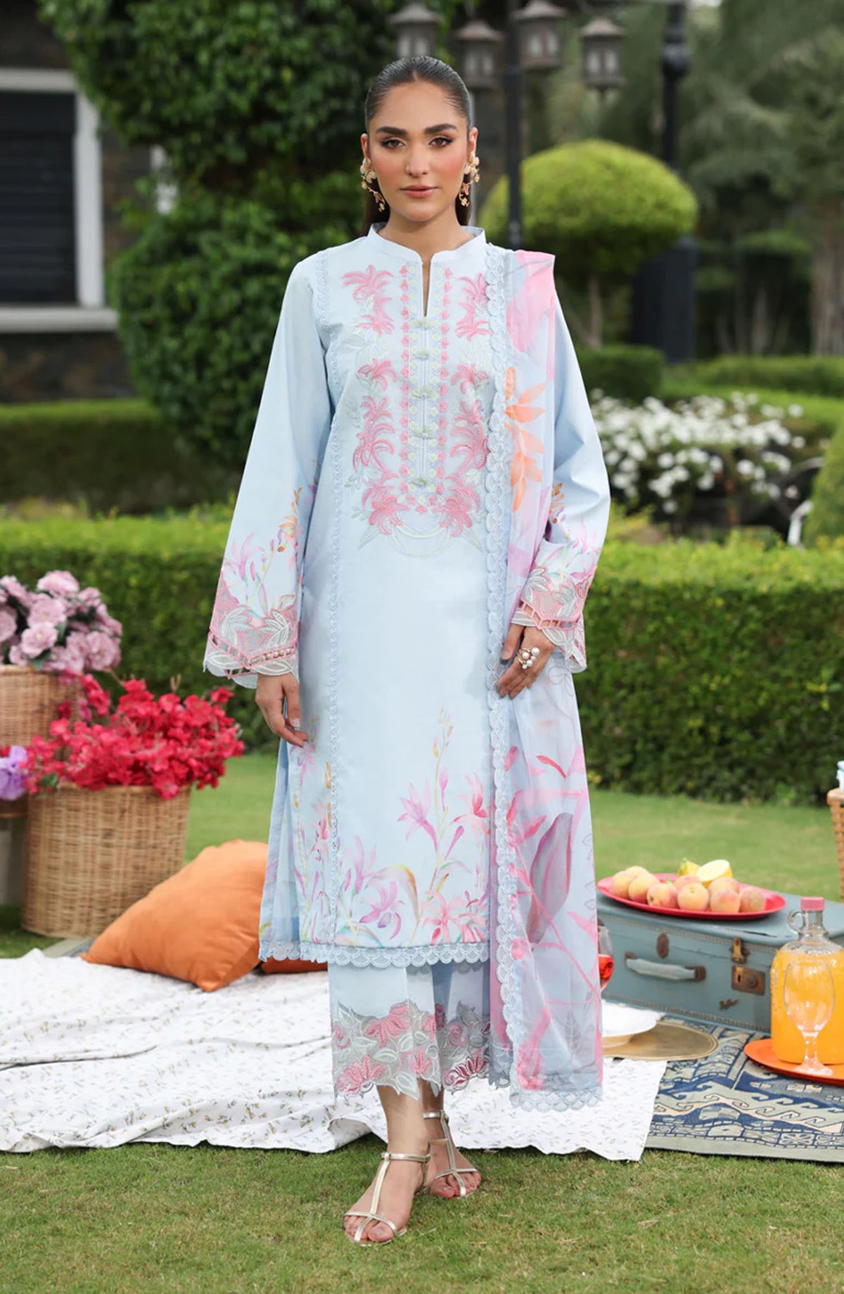Rang Rasiya Embroidered Lawn Unstitched 3 Piece Suit - LARA - RR25LFS - Blue - Summer Collection