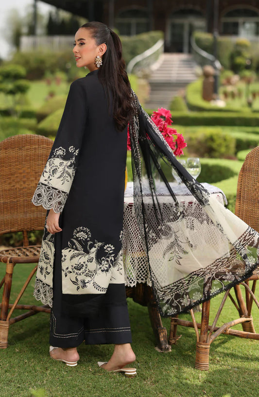 Rang Rasiya Embroidered Lawn Unstitched 3 Piece Suit - ROSHANE - RR25LFS - Black - Summer Collection