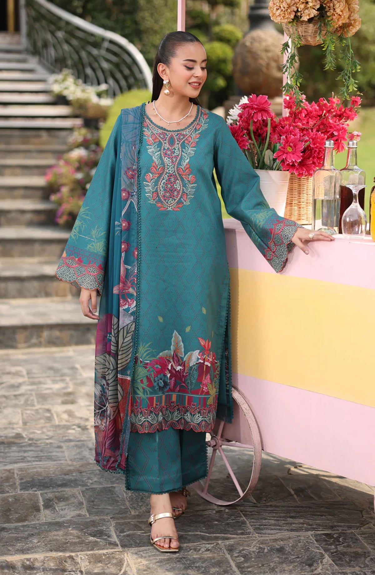 Rang Rasiya Embroidered Lawn Unstitched 3 Piece Suit - NABA - RR25LFS - Green - Summer Collection