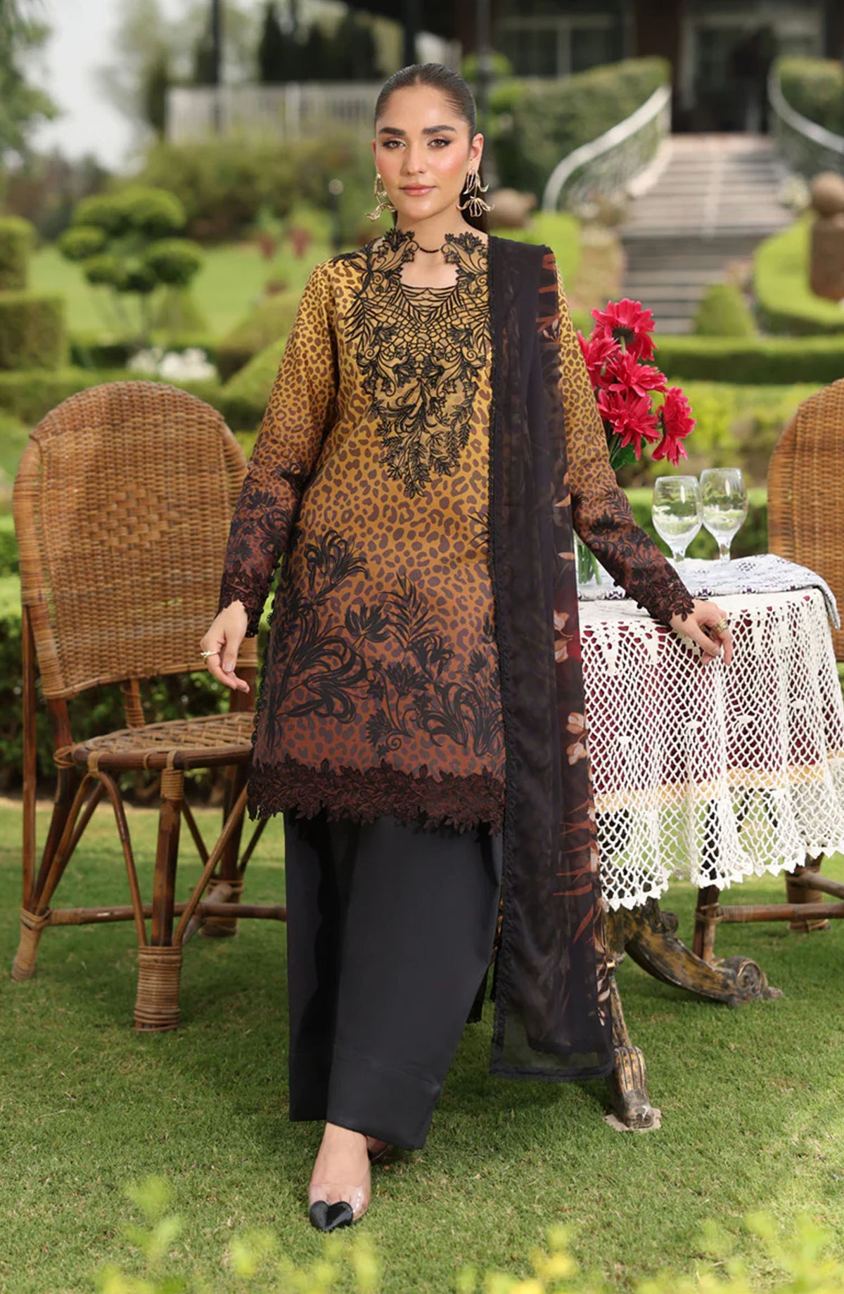 Rang Rasiya Embroidered Lawn Unstitched 3 Piece Suit - HOORIA - RR25LFS - Brown - Summer Collection