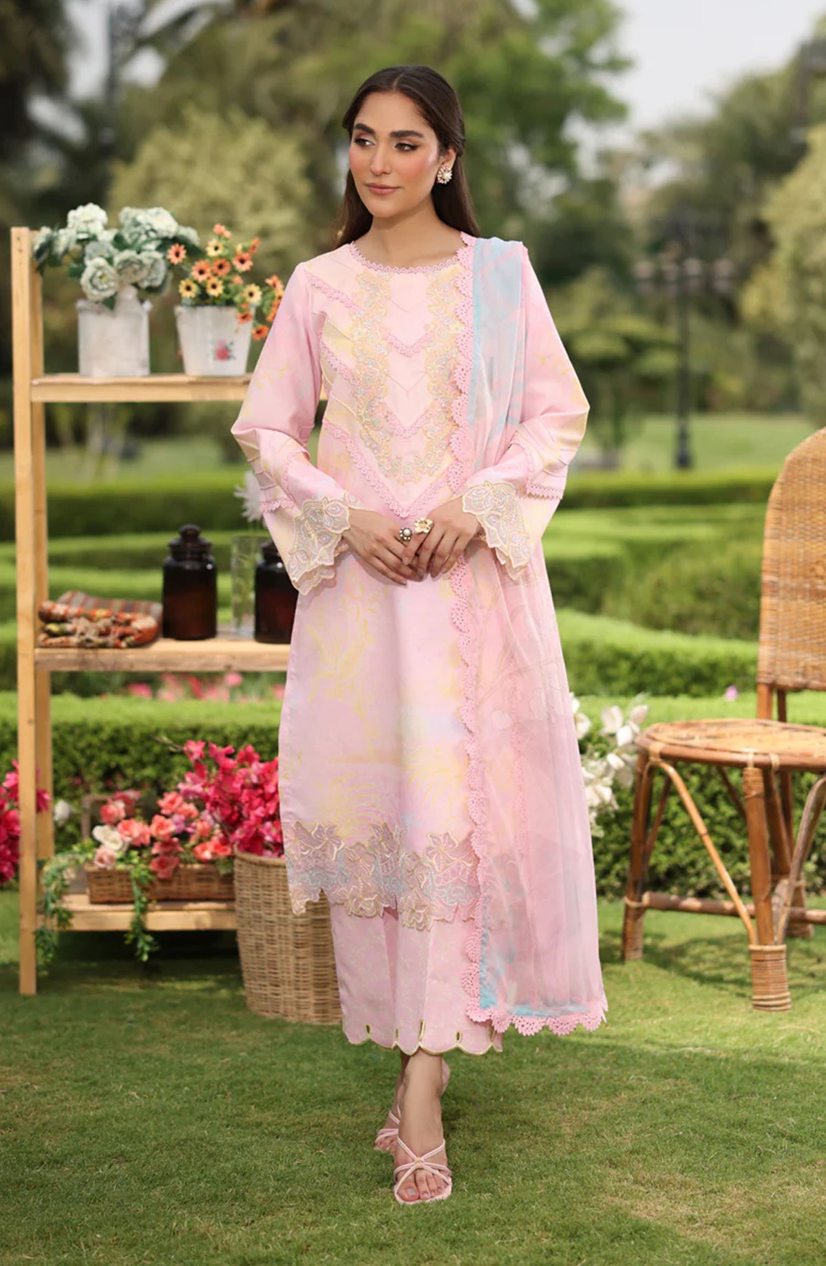 Rang Rasiya Embroidered Lawn Unstitched 3 Piece Suit - JADE - RR25LFS - Pink - Summer Collection