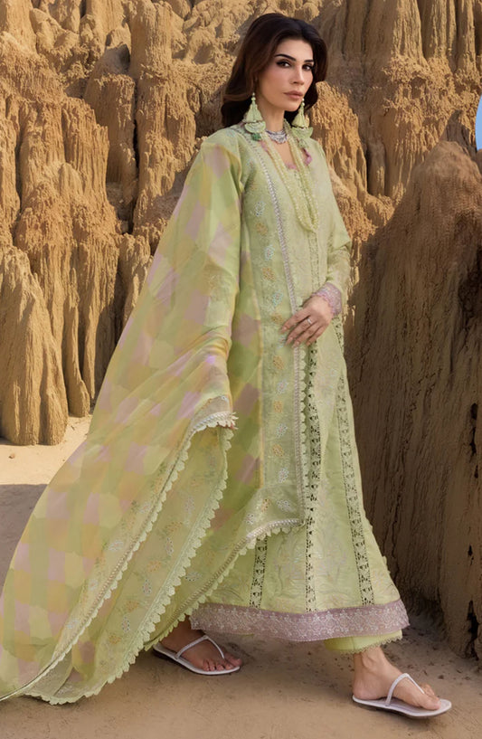 Rang Rasiya Embroidered Lawn Unstitched 3 Piece Suit - Rania - RR25PEE - Green - Eid Collection