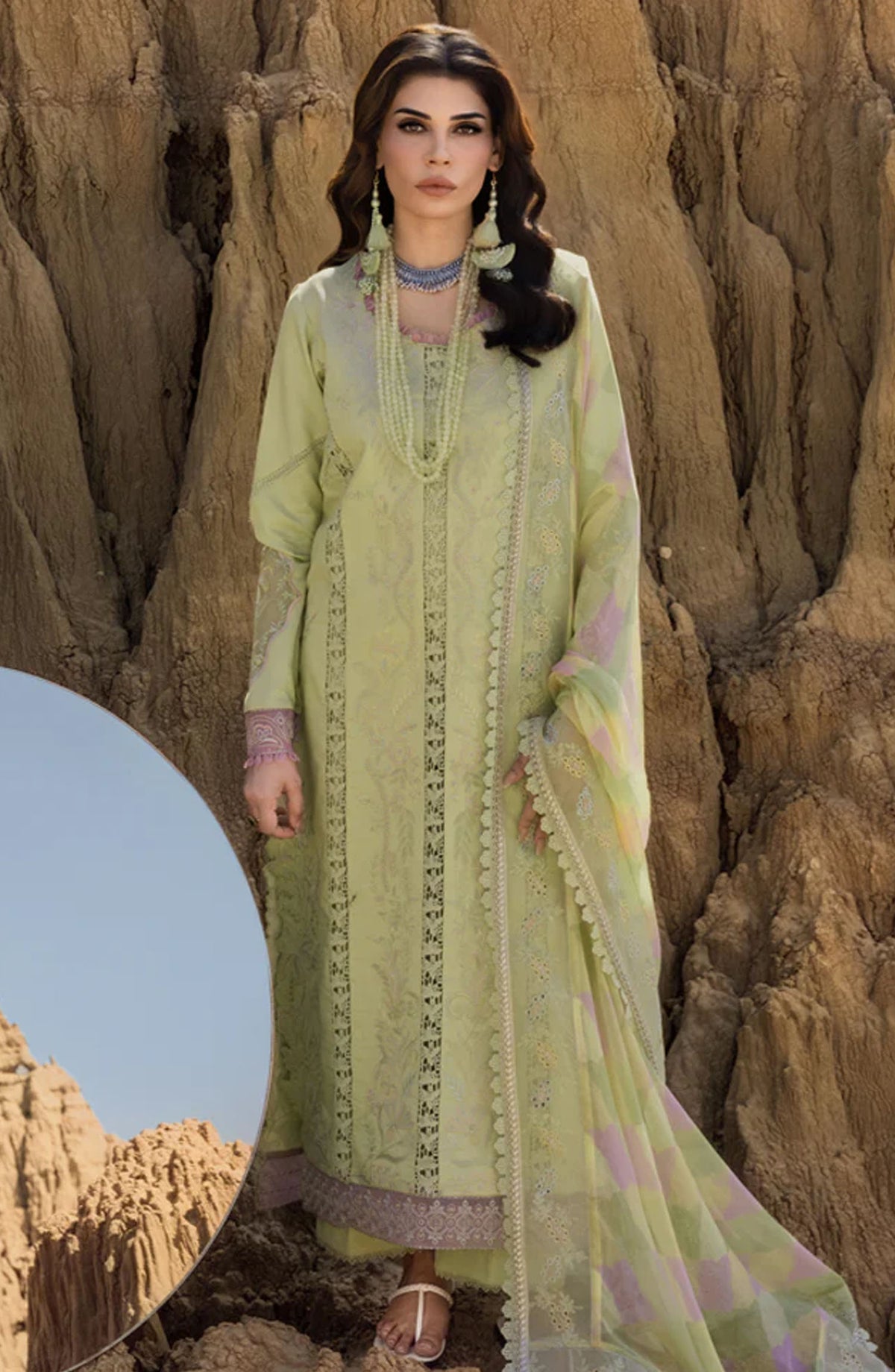 Rang Rasiya Embroidered Lawn Unstitched 3 Piece Suit - Rania - RR25PEE - Green - Eid Collection