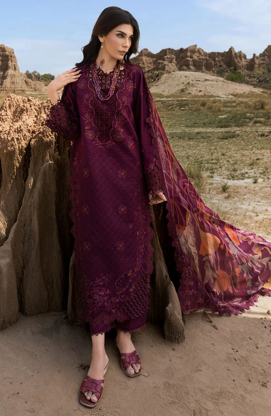 Rang Rasiya Embroidered Lawn Unstitched 3 Piece Suit - Amyra - RR25PEE - Maroon - Eid Collection
