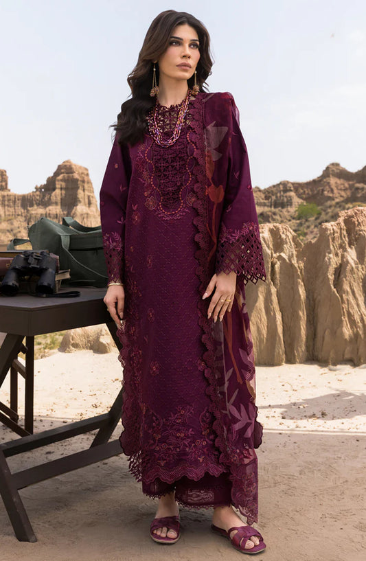Rang Rasiya Embroidered Lawn Unstitched 3 Piece Suit - Amyra - RR25PEE - Maroon - Eid Collection