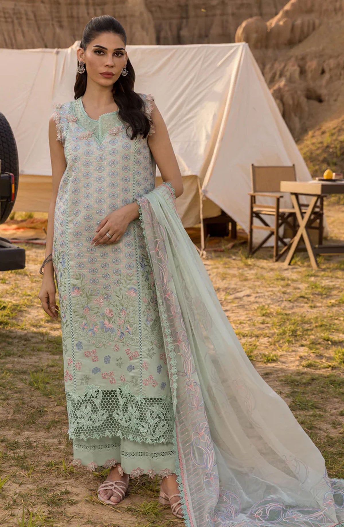 Rang Rasiya Embroidered Lawn Unstitched 3 Piece Suit - Nadine - RR25PEE - Green - Eid Collection