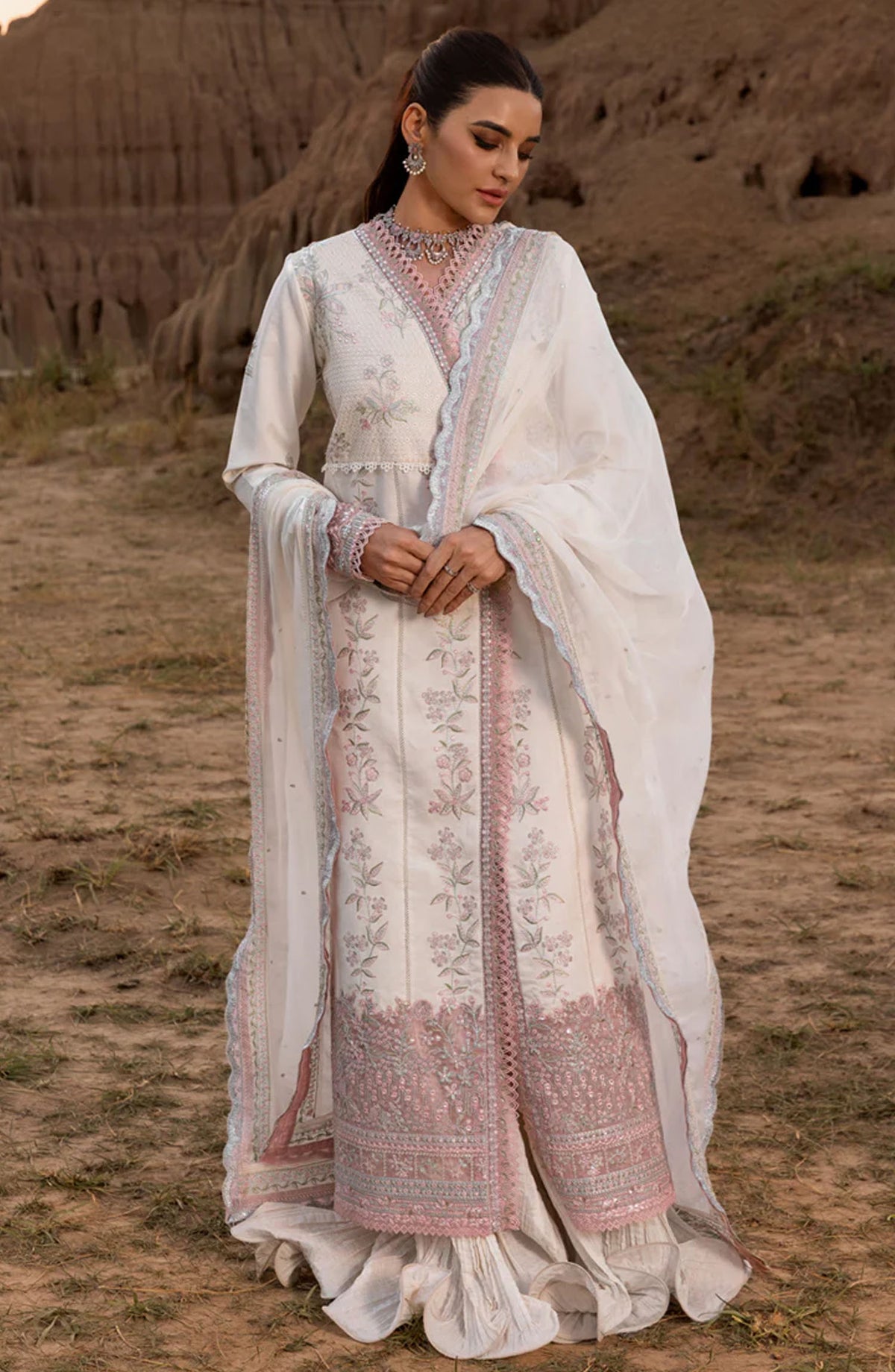 Rang Rasiya Embroidered Lawn Unstitched 3 Piece Suit - Haya - RR25PEE - White - Eid Collection