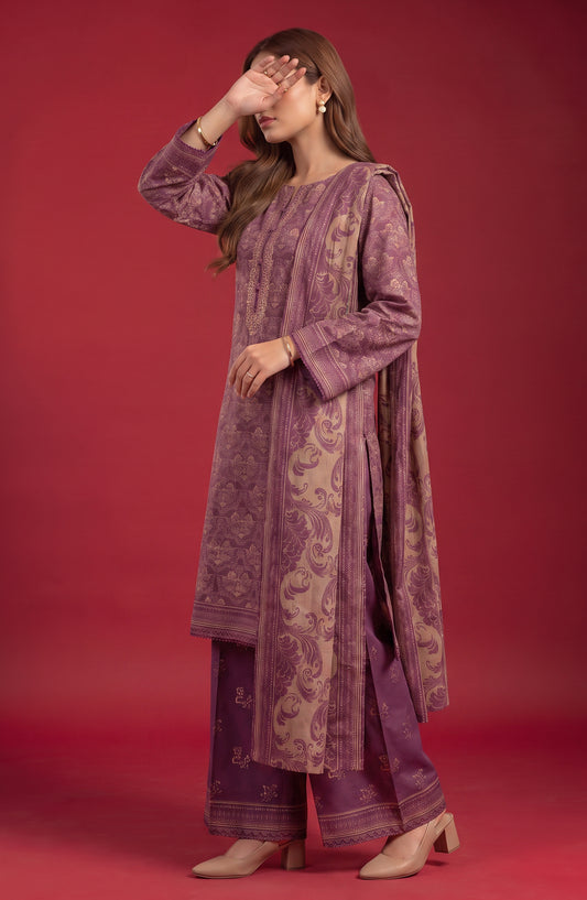 Rang e Bahar by Amna Khadija Embroidered Lawn Stitched 3 Piece Suit - AKRB-04 - AM26RNB - Purple - Summer Collection