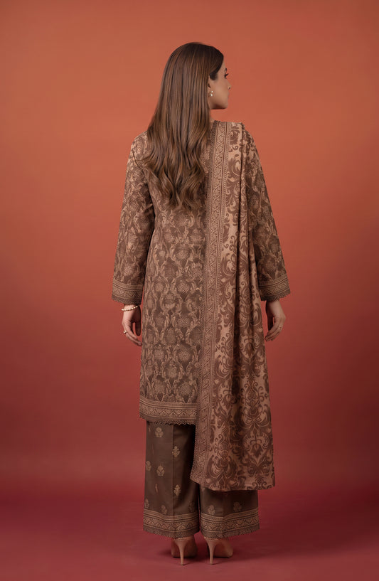 Rang e Bahar by Amna Khadija Embroidered Lawn Stitched 3 Piece Suit - AKRB-08 - AM26RNB - Brown - Summer Collection