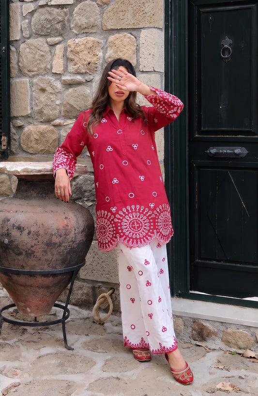 Rang e Mirha by Amna Khadija Embroidered Cotton Lawn Stitched 2 Piece Suit - AKRM-06 - AM26RGMR - Pink - Summer Collection