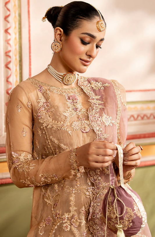 Rangreza by Zebtan Luxury Embroidered Organza Unstitched 3 Piece Suit - RZ-04 - ZBT25RNG - Purple - Formals Collection