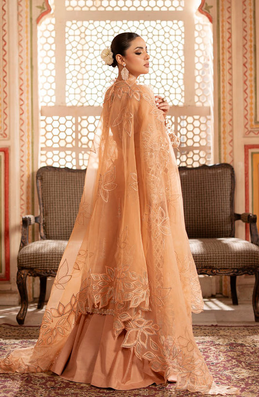 Rangreza by Zebtan Luxury Embroidered Organza Unstitched 3 Piece Suit - RZ-01 - ZBT25RNG - Peach - Formals Collection