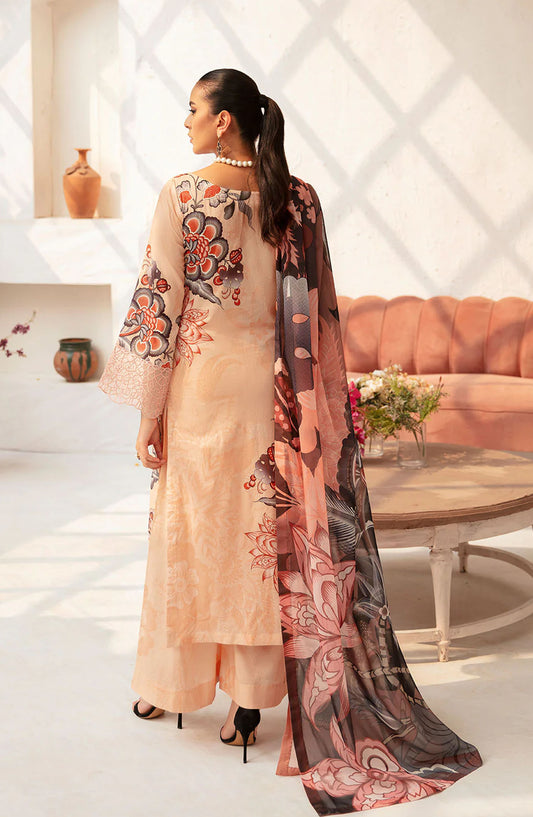 Rangrez by Ramsha Embroidered Lawn Unstitched 3 Piece Suit - N-710 - RM25RGZ7 - Peach - Summer Collection