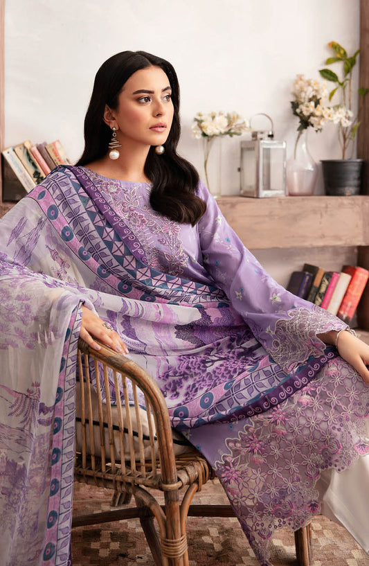 Rangrez by Ramsha Embroidered Lawn Unstitched 3 Piece Suit - N-708 - RM25RGZ7 - Purple - Summer Collection