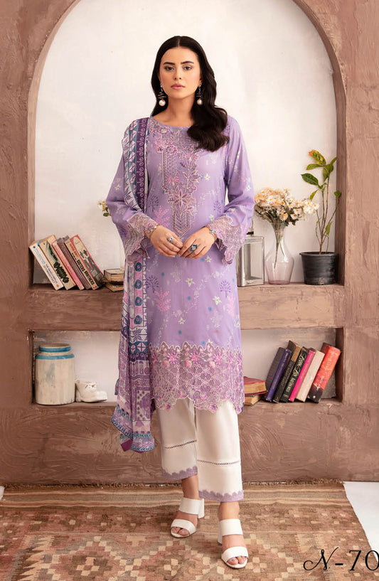 Rangrez by Ramsha Embroidered Lawn Unstitched 3 Piece Suit - N-708 - RM25RGZ7 - Purple - Summer Collection
