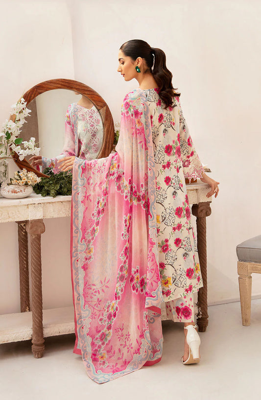 Rangrez by Ramsha Embroidered Lawn Unstitched 3 Piece Suit - N-707 - RM25RGZ7 - Pink - Summer Collection