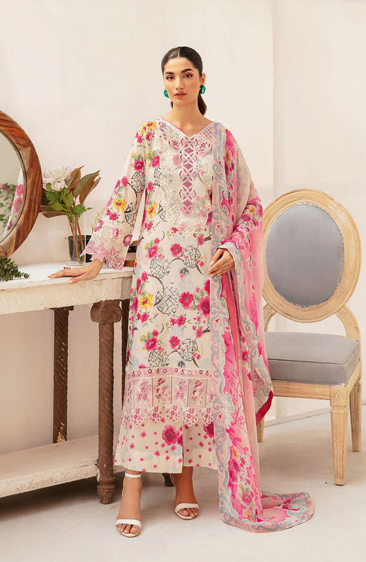 Rangrez by Ramsha Embroidered Lawn Unstitched 3 Piece Suit - N-707 - RM25RGZ7 - Pink - Summer Collection