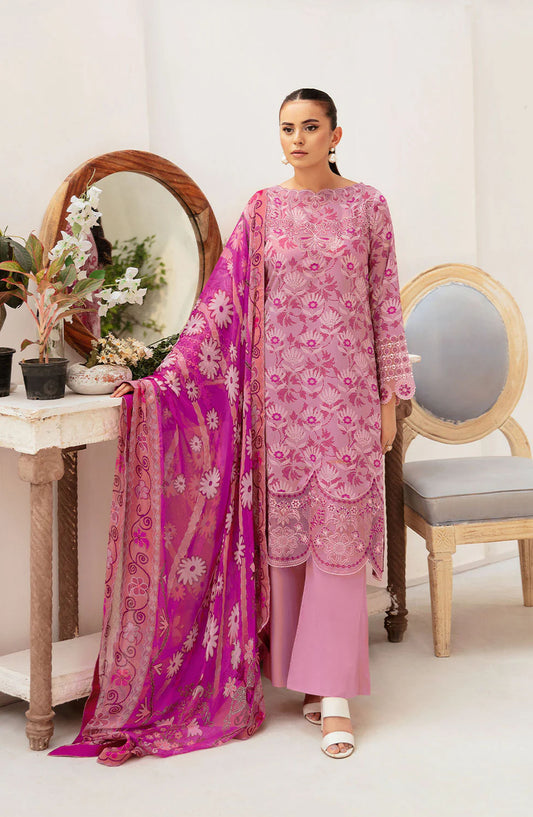 Rangrez by Ramsha Embroidered Lawn Unstitched 3 Piece Suit - N-706 - RM25RGZ7 - Pink - Summer Collection