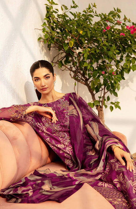 Rangrez by Ramsha Embroidered Lawn Unstitched 3 Piece Suit - N-705 - RM25RGZ7 - Pink - Summer Collection