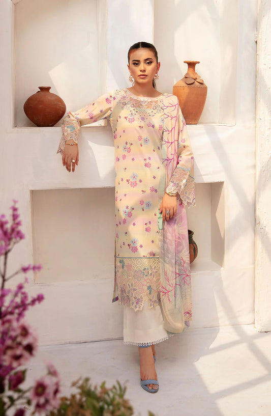 Rangrez by Ramsha Embroidered Lawn Unstitched 3 Piece Suit - N-704 - RM25RGZ7 - Peach - Summer Collection