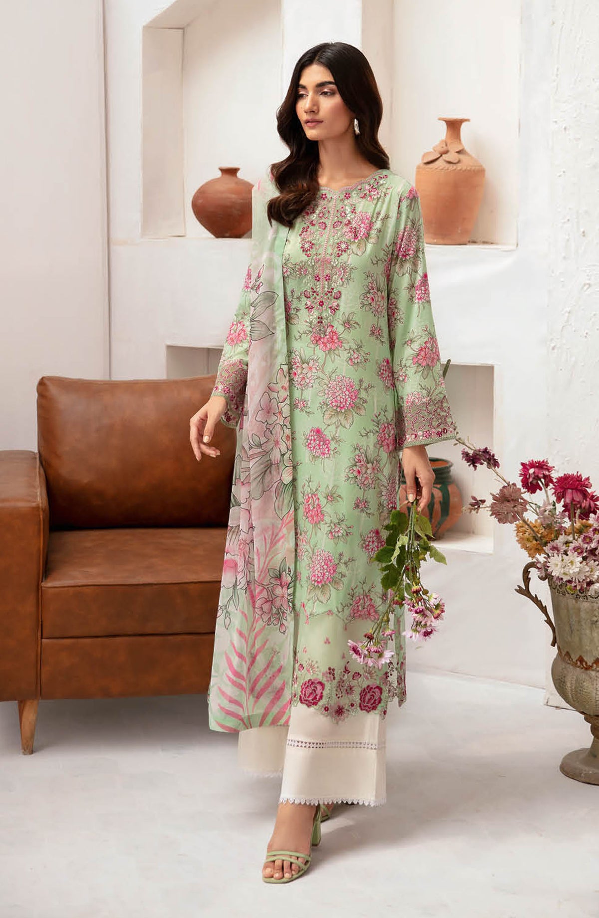 Rangrez by Ramsha Embroidered Lawn Unstitched 3 Piece Suit - N-702 - RM25RGZ7 - Green - Summer Collection