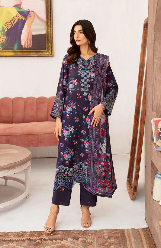 Rangrez by Ramsha Embroidered Lawn Unstitched 3 Piece Suit - N-701 - RM25RGZ7 - Blue - Summer Collection