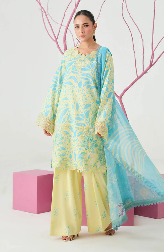 Rangrez by Ramsha Embroidered Lawn Unstitched 3 Piece Suit - N-812 - RM26RNG - Yellow - Luxury Collection