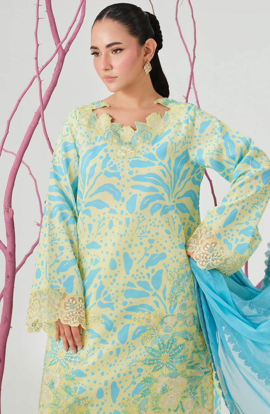 Rangrez by Ramsha Embroidered Lawn Unstitched 3 Piece Suit - N-812 - RM26RNG - Yellow - Luxury Collection