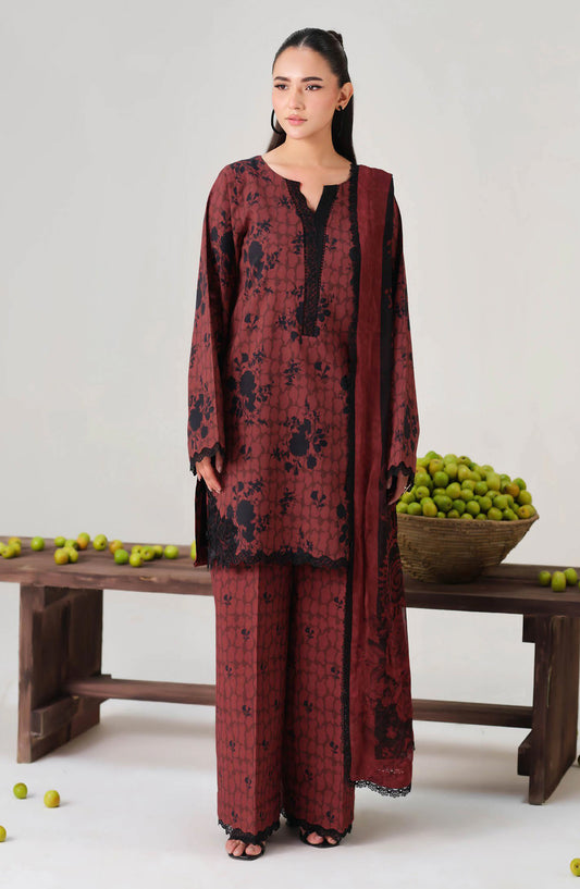 Rangrez by Ramsha Embroidered Lawn Unstitched 3 Piece Suit - N-807 - RM26RNG - Brown - Luxury Collection