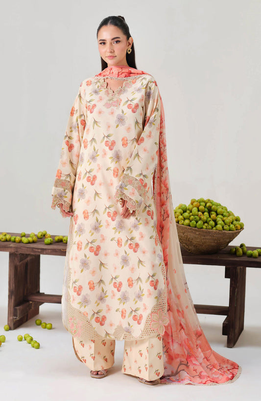 Rangrez by Ramsha Embroidered Lawn Unstitched 3 Piece Suit - N-805 - RM26RNG - Fawn - Luxury Collection
